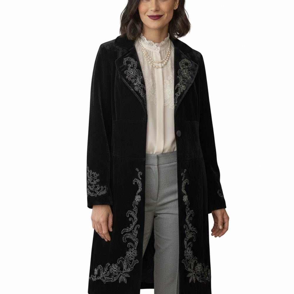 White House Black Market Black and White Coat